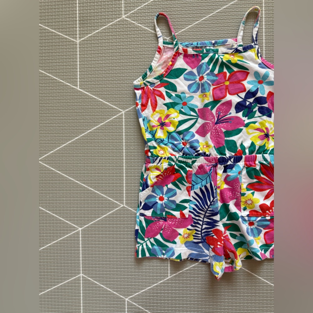 Wonder nation|Baby girl/toddler Colorful Tropical Floral Romper,summer style 4T• - Picture 3 of 4